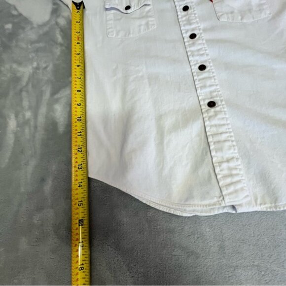 Vintage Levi's White Cotton Long Sleeve Snap Down Shirt - Picture 10 of 14